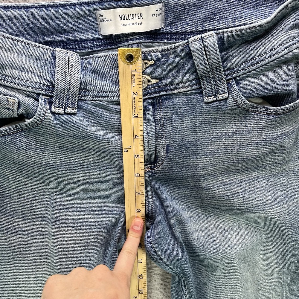 Hollister Low Rise Boot Jeans Womens Size 12 Blue Bootcut Stretch Denim 31x30 - Picture 11 of 15